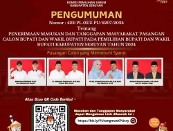 Pilkada Seruyan, KPU Umumkan 4 Paslon Memenuhi Syarat